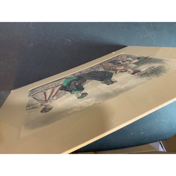 Antique Victorian Fashion Print Art Decorative Matte 1850's 14" x 12" Decor 7413 - Picture 8 of 11